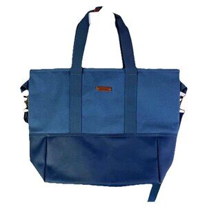 NWOT L.L. Bean Blue Waxed Canvas Tote Bag Crossbody Leather Spell Out Patch